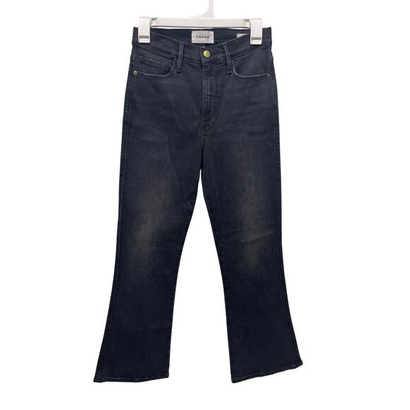 FRAME Le Sylvie Kick Boot Jeans Black denim high rise size 27 - Picture 1 of 6
